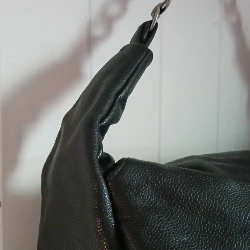 Chanel Black Caviar Leather Hobo W Chain Strap Bag.